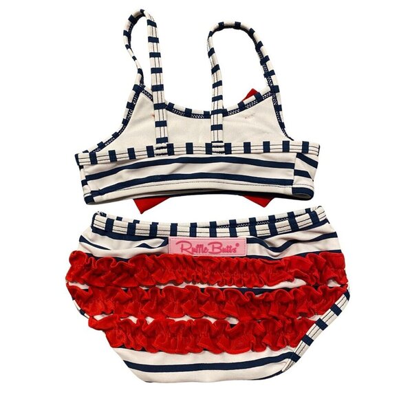 Ruffle Butts Baby Girl's Red, White and Blue Bikini - Picture 2 of 2